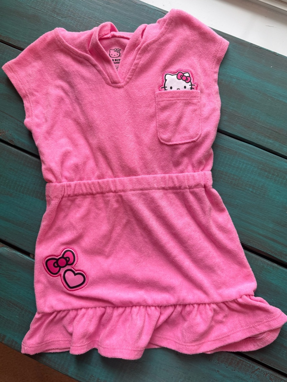 Hello Kitty Bright Pink Terry Dress with Pocket Applique